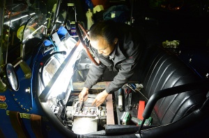 Mechanic working on BUGATTI T40 until midnight