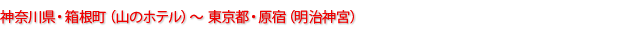 神奈川県・箱根町（山のホテル）～東京都・原宿（明治神宮）