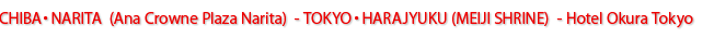 CHIBA・NARITA(Ana Crowne Plaza Narita) - TOKYO・HARAJYUKU(MEIJI SHRINE) - Hotel Okura Tokyo
